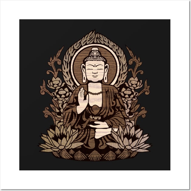 Gautama Buddha Woodgrain Wall Art by GAz